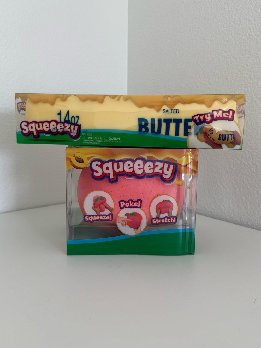 Squeezezy Peach & Butter Squishy Fidget Toy Set of 2 New